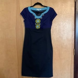 Boden dress with fun beaded detail around neckline.